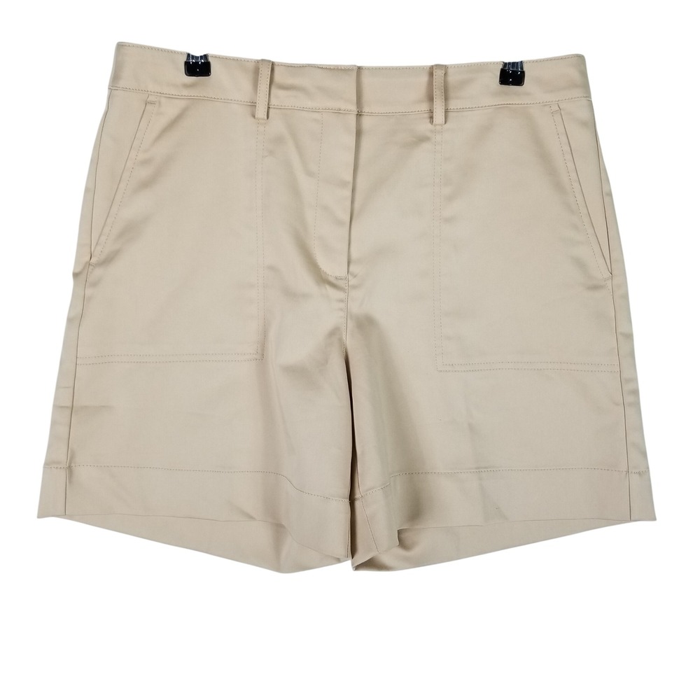 Chico's Shorts Womens 2R 12R Tan Khaki Cotton Blend Stretch Utility Classic